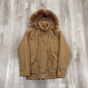 Vintage 80s 90s IZZI Winter Puffer Parka Jacket Coat Real Fox Fur Hood Trim Sz S